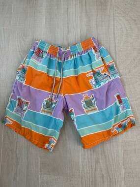 Vilebrequin Beach Hut Print Swim Trunks Size XL 8 Inch